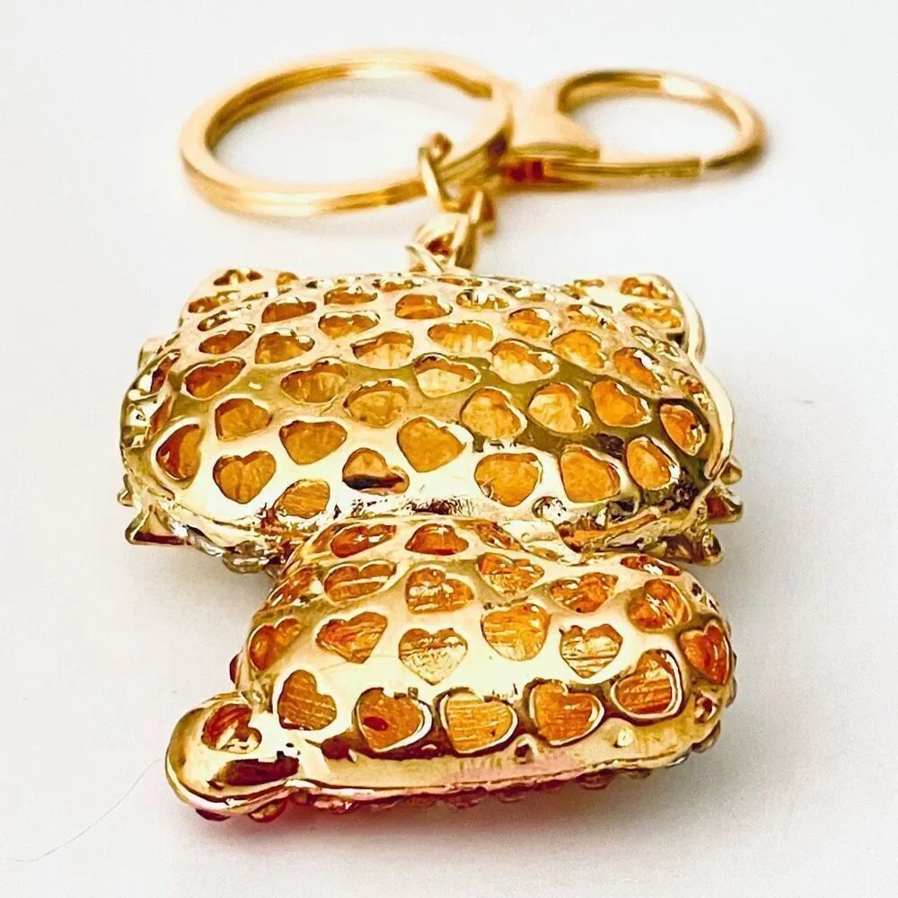 NWT Gorgeous Hello Kitty Gold Pink White Rhinestones Key holder Keyring Keychain